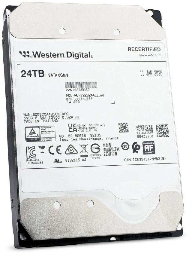Alt view image 6 of 7 - WD HC590 24TB WUH722624ALE601 0F65682 7.2K RPM SATA 6Gb/s 512e 3.5" Hard Drive
