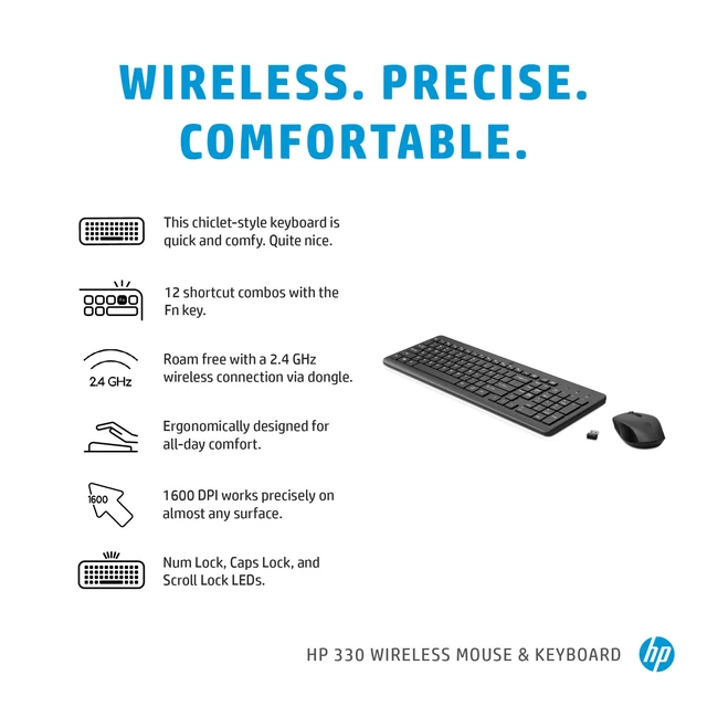 Alt view image 3 of 7 - HP 330 Wireless Mouse and Keyboard Combination.