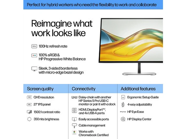 Alt view image 7 of 7 - HP Series 5 Pro 27 inch QHD Monitor - 527pq 27" QHD (2560 x 1440) 50-100 Hz