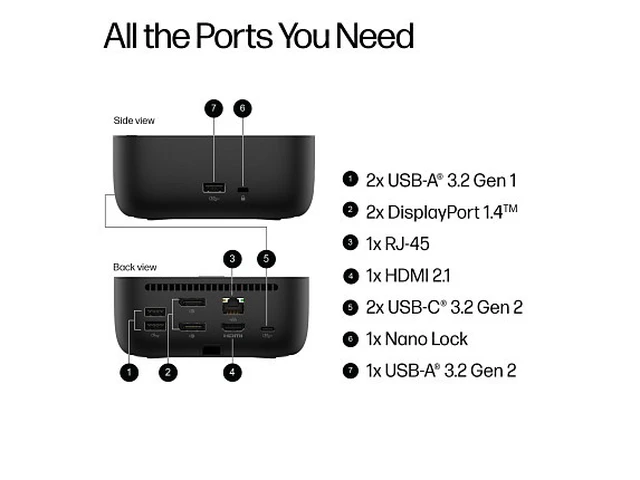 Alt view image 7 of 7 - HP USB-C 100W G6 Dock