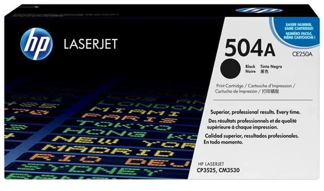 Main image of HP 504A Black Original LaserJet Toner Cartridge, ~5,000 pages, CE250A
