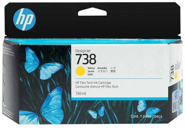 Main image of HP 738 130-ml Yellow DesignJet Ink Cartridge, 498N7A
