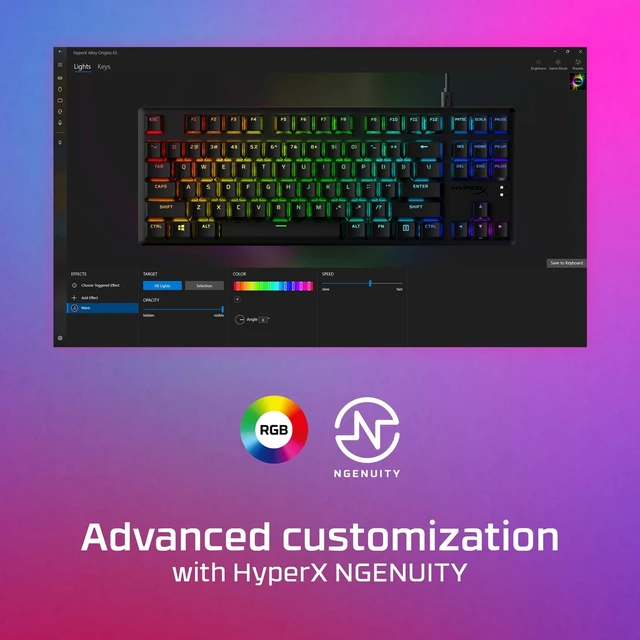 Alt view image 7 of 7 - HyperX Alloy Origins Core - Mechanical Gaming Keyboard - HX Aqua - US Layout