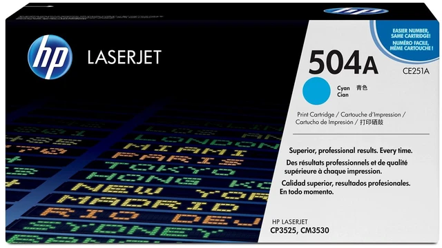 Main image of HP 504A Cyan Original LaserJet Toner Cartridge, ~7,000 pages, CE251A