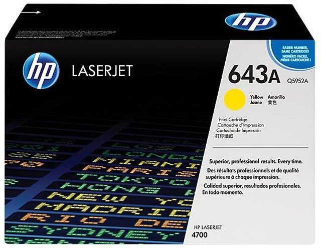 Main image of HP 643A Yellow Original LaserJet Toner Cartridge, ~10,000 pages, Q5952A