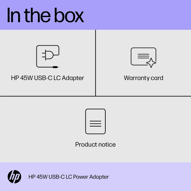 Alt view image 2 of 4 - HP 45W USB-C LC Power Adapter | Compatibility: HP Chromebook PCs with USB-C port