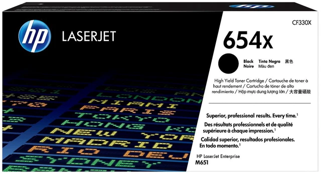Main image of HP 654X High Yield Black Original LaserJet Toner Cartridge, ~20,500 pages,