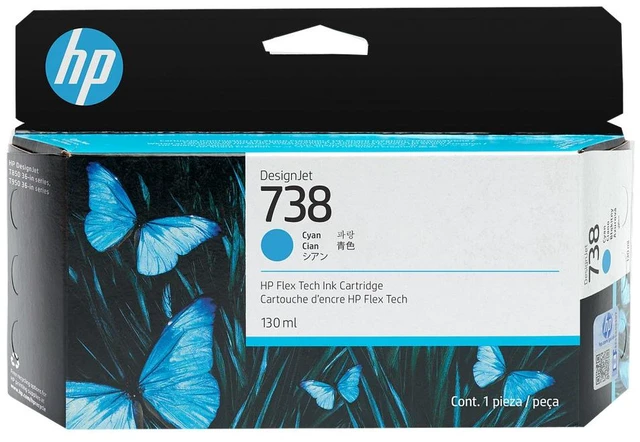 Main image of HP 738 130-ml Cyan DesignJet Ink Cartridge, 498N5A