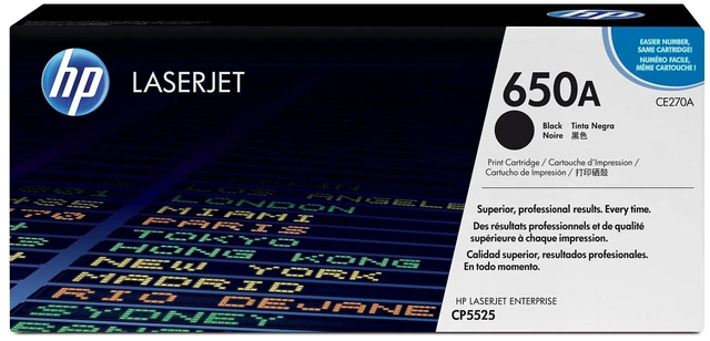 Main image of HP 650A Black Original LaserJet Toner Cartridge, ~13,500 pages, CE270A