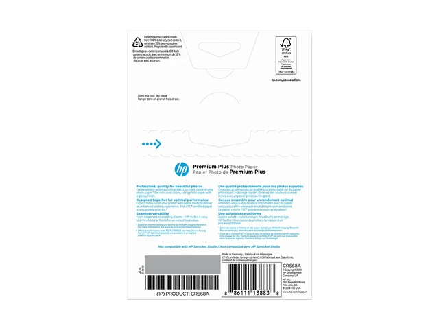 Alt view image 3 of 4 - HP Premium Plus Glossy Photo Paper | 100 Sheets | 4 x 6 in | CR668A