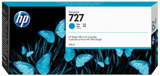 Main image of HP 727 300-ml Cyan DesignJet Ink Cartridge, F9J76A