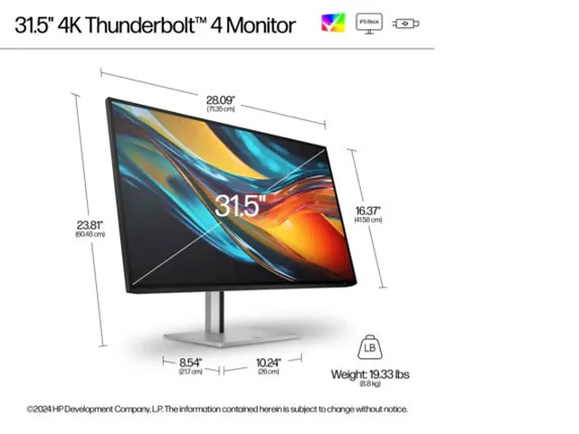 Alt view image 4 of 7 - HP Series 7 Pro 31.5 inch 4K Thunderbolt 4 Monitor - 732pk 31.5" 4K UHD (3840 x