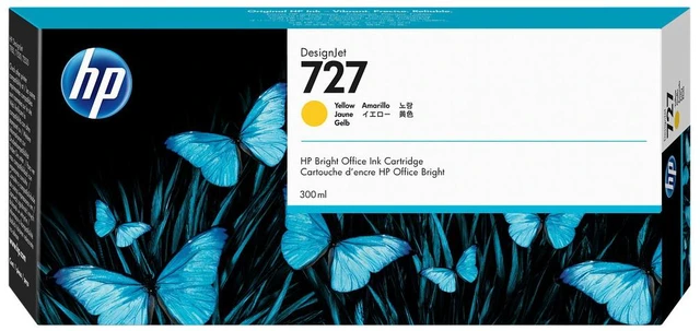 Main image of HP 727 300-ml Yellow DesignJet Ink Cartridge, F9J78A