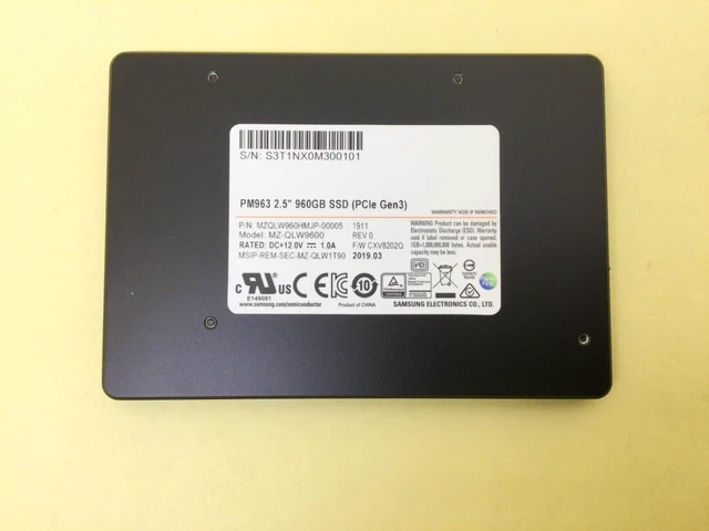 Main image of MZ-QLW9600 Samsung PM963 960GB PCIe Gen3 NVMe 2.5" SSD MZQLW960HMJP