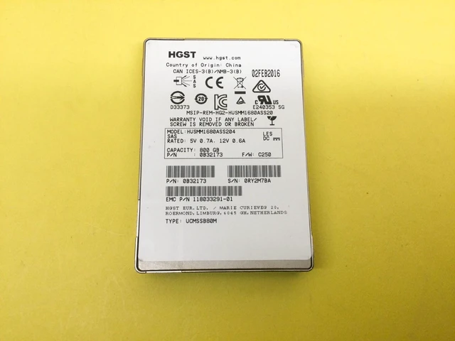 Main image of (NOT FOR HOME PC!) HUSMM1680ASS204 HGST 800GB SAS 12Gb/s 2.5in SSD EMC 118033291-01