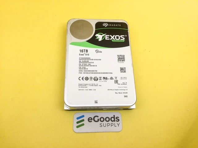 Main image of (NOT FOR HOME PC!) Seagate Exos X16 16TB 7.2K SAS 12Gb/s SED 3.5in HDD ST16000NM009G