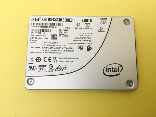 Alt view image 2 of 3 - Intel D3-S4610 Series 7.68TB SATA 6Gb/s 2.5'' Internal SSD SSDSC2KG076T8