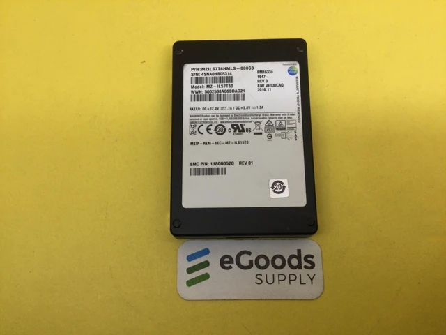 Main image of (NOT FOR HOME PC!) EMC Samsung PM1633a Series 7.68TB 12Gb/s SAS 2.5" SSD MZ-ILS7T60