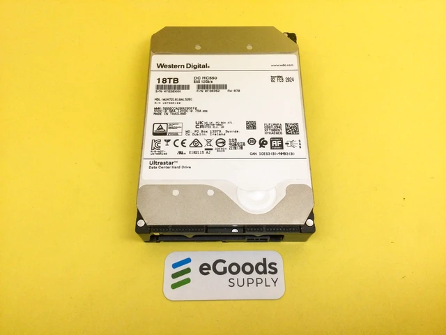 Alt view image 2 of 2 - (NOT FOR HOME PC!) WD Ultrastar DC HC550 18TB 7.2K SAS 12Gb/s 3.5in SED HDD WUH721818AL5201