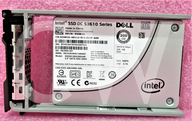 Alt view image 3 of 3 - 3481G 03481G DELL 200GB 6Gb/s 2.5" MLC SATA Solid State Drive SSDSC2BX200G4R
