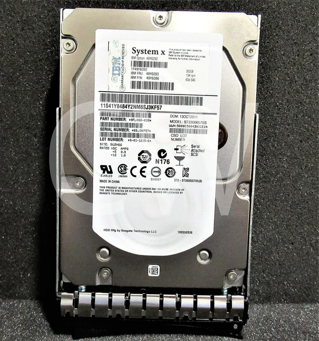 Main image of (NOT FOR HOME PC!) 49Y6093 49Y6092 49Y6096 IBM 300GB 15K RPM 6Gb/s 3.5" SAS SERVER HDD Hard Drive