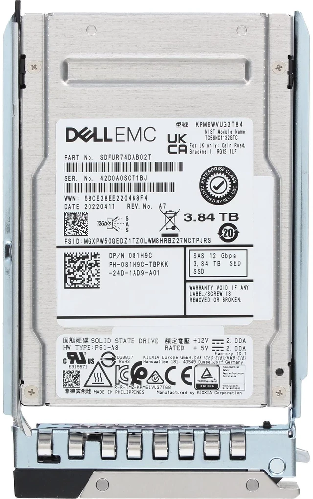 Alt view image 5 of 5 - (NOT FOR HOME PC!) 81H9C Dell 3.84TB 12/24Gbps SAS MU TLC SED FIPS 2.5 SSD KPM6WVUG3T84 CPO -R