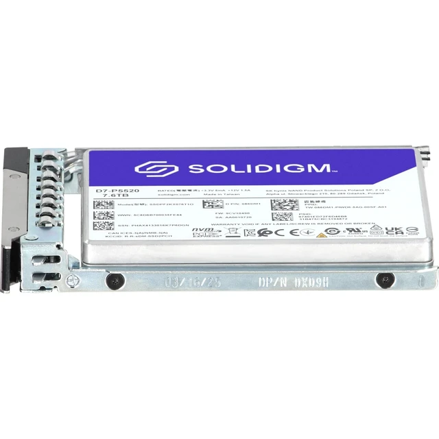 Alt view image 3 of 5 - 86DM1-CDL Dell Solidigm 7.68TB Enterprise NVMe Gen4 RI TLC SED 2.5 SSD D7-P5520