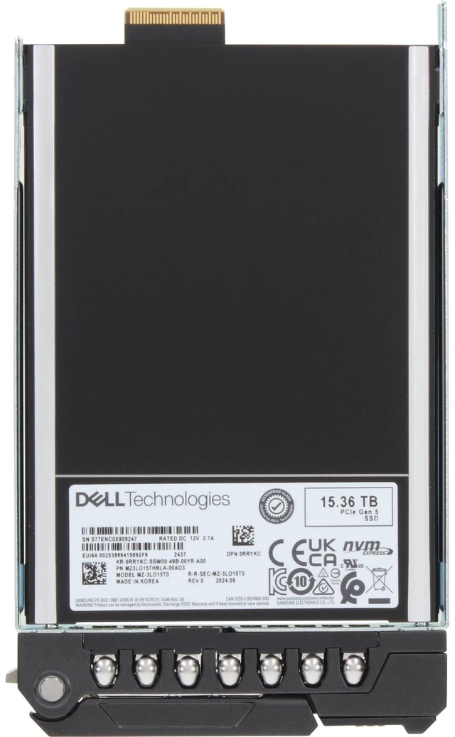 Alt view image 5 of 5 - RRYKC-CD1 Dell 15.36TB Enterprise NVMe Gen5 RI TLC E3.S SSD PM1743