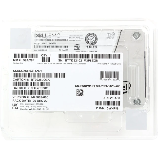 Alt view image 5 of 5 - WNPN1-CDN Dell 3.84TB 6Gbps SATA RI TLC 7mm 2.5 SSD D3-S4520
