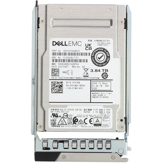 Alt view image 5 of 5 - (NOT FOR HOME PC!) FH1W9-CDN Dell 3.84TB 12/24Gbps SAS RI TLC SED FIPS 2.5 SSD KPM6WRUG3T84