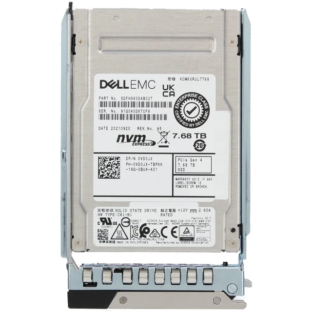 Alt view image 5 of 5 - VD0JX-CDN Dell 7.68TB PCIe Gen4 NVMe RI TLC 2.5 SSD KCM6XRUL7T68