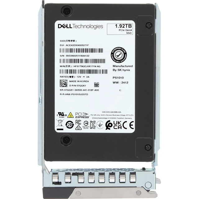 Alt view image 5 of 5 - 7GGK1-CP1 Dell 1.92TB Enterprise NVMe Gen4 RI TLC 2.5 SSD PS1010 CPO
