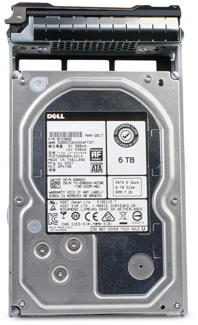 Main image of Dell 6TB 7.2K RPM SATA 6Gb/s 512e 3.5" Enterprise PowerEdge HDD 8Y07Y G13