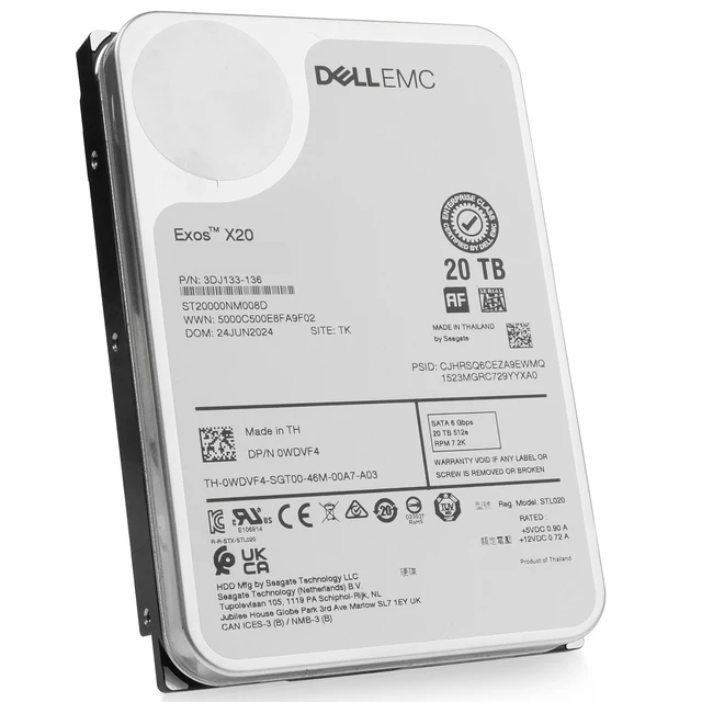 Alt view image 5 of 7 - Dell/Seagate Exos X20 20TB ST20000NM008D 7.2K RPM SATA 6Gb/s 512e 3.5" HDD
