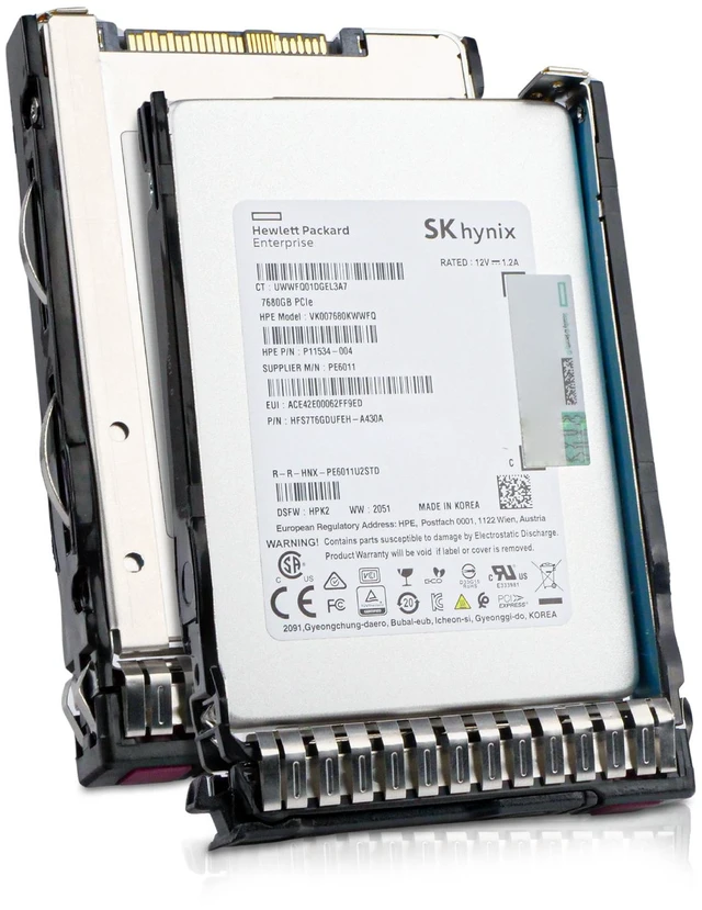 Main image of HP Gen 8 7.68TB VK007680KWWFQ P11534-004 PCIe Gen3.0 x4 4GB/s U.2 NVMe 2.5" SSD