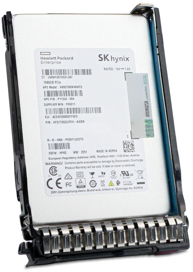 Alt view image 6 of 7 - HP Gen 8 7.68TB VK007680KWWFQ P11534-004 PCIe Gen3.0 x4 4GB/s U.2 NVMe 2.5" SSD