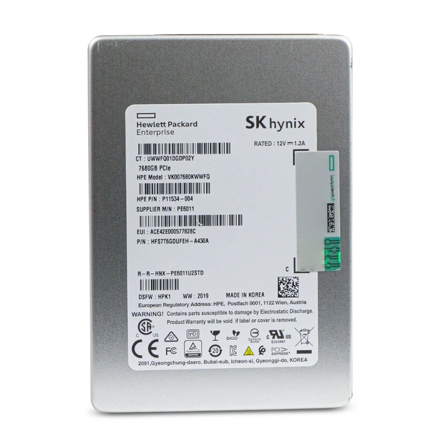Alt view image 4 of 7 - HP/SK Hynix PE6011 7.68TB HFS7T6GDUFEH PCIe Gen 3.0 x4 4GB/s U.2 NVMe 2.5" SSD