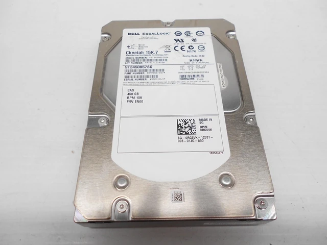 Main image of (NOT FOR HOME PC!) Dell Equallogic 450Gb 15K SAS 3.5" Hard Drive 9FM066-057 RG5VK PS6010 PS6110