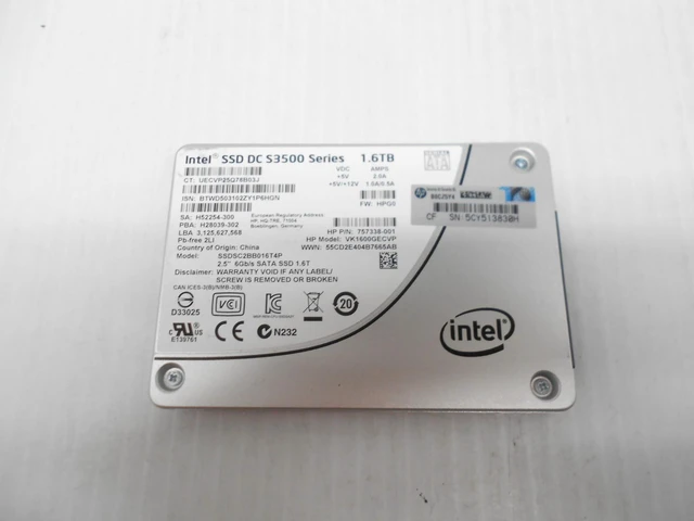 Main image of HP Intel 1.6TB SSD SATA 2.5" Server Hard Drive S3500 SSDSC2BB016T4P Dell HP PC