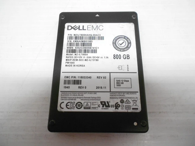 Main image of (NOT FOR HOME PC!) Dell 800GB 12G SAS SSD Hard Drive 2.5' Server Storage JBOD HP MZ-ILT800A