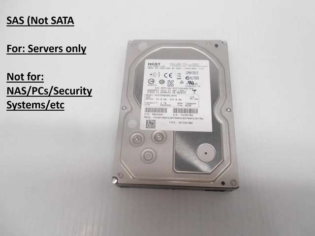 Main image of (NOT FOR HOME PC!) HGST 3TB 7.2K 6Gbps SAS Server Storage 3.5" Hard Drive HUS723030ALS640 Dell HP