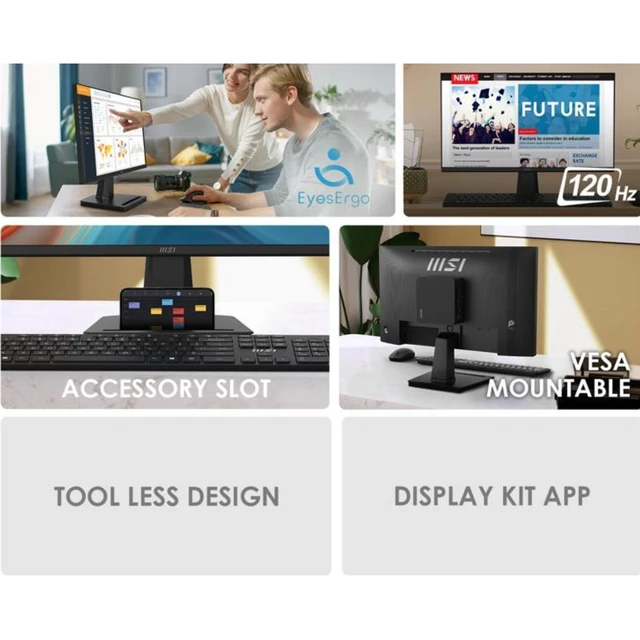 Alt view image 2 of 5 - MSI PRO MP225 E12VL 22" FHD 1080p Monitor 1ms 4000:1 Adaptive Sync HDMI VGA