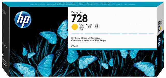 Main image of HP 728 300-ml Yellow DesignJet Ink Cartridge, F9K15A
