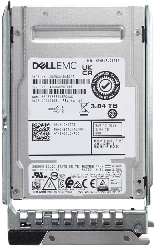 Alt view image 5 of 5 - (NOT FOR HOME PC!) H9TT5-CP1 Dell 3.84TB 12/24Gbps SAS RI TLC 2.5 SSD KPM6XRUG3T84 CPO