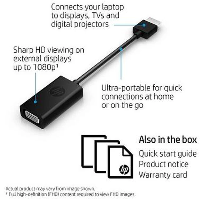 Alt view image 3 of 4 - HP HDMI to VGA Adapter