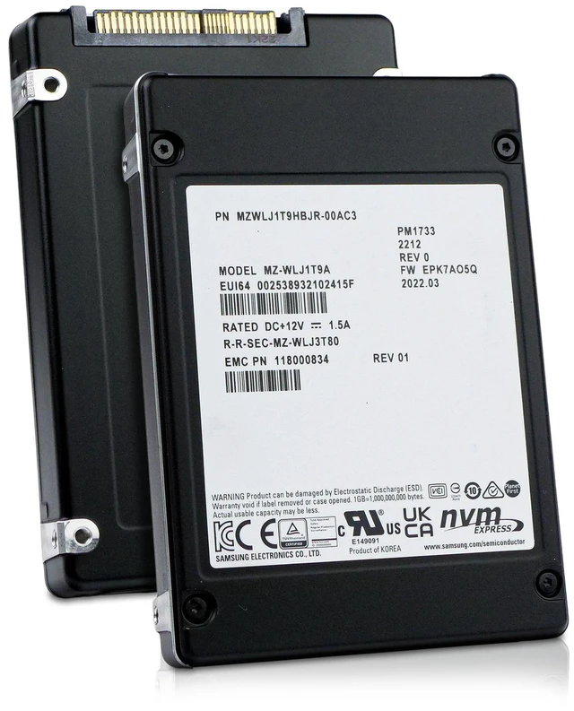 Main image of Samsung PM1733 1.92TB MZWLJ1T9HBJR PCIe Gen4.0 x4 8GB/s 3D TLC U.2 NVMe 2.5" SSD