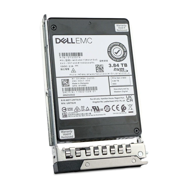 Alt view image 6 of 7 - Dell 3.84TB PCIe Gen 3.1 x4 4GB/s 3D TLC U.2 NVMe 1 DWPD 2.5" SSD 0FVM8N G16
