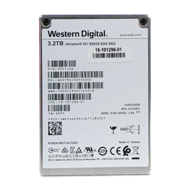 Alt view image 4 of 7 - (NOT FOR HOME PC!) WD DC SS530 3.2TB WUSTR6432ASS200 0P41436 SAS 12Gb/s 3D TLC 3 DWPD 2.5" SSD