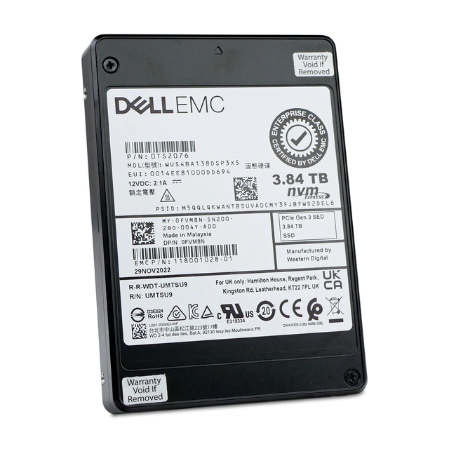 Alt view image 6 of 7 - Dell/WD SN840 3.84TB WUS4BA138DSP3X5 0TS2076 PCIe Gen 3.1 x4 4GB/s U.2 2.5" SSD