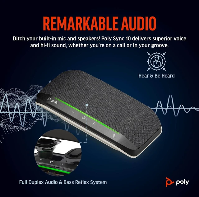 Alt view image 7 of 7 - Poly Sync 10 Speakerphone +USB-A to USB-C Cable